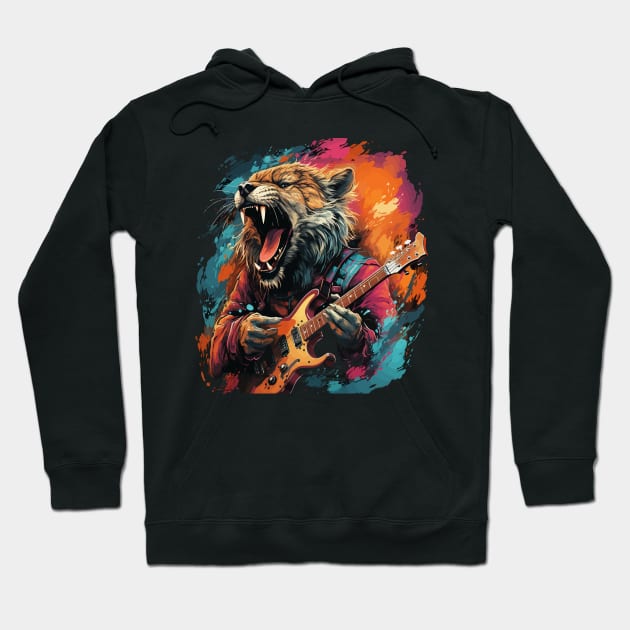 Siberian Tiger Playing Guitar Hoodie by JH Mart